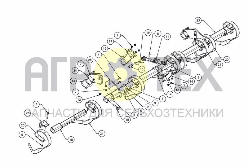 Чертеж LEVELLING TINES SECTION FOR ROLLER ARM