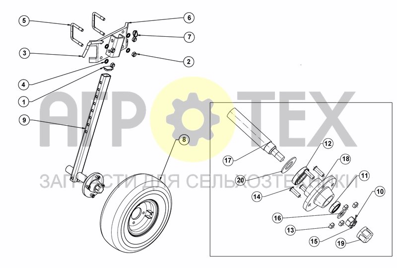 Чертеж DEPTH CONTROL WHEEL (RIGID FRAME)