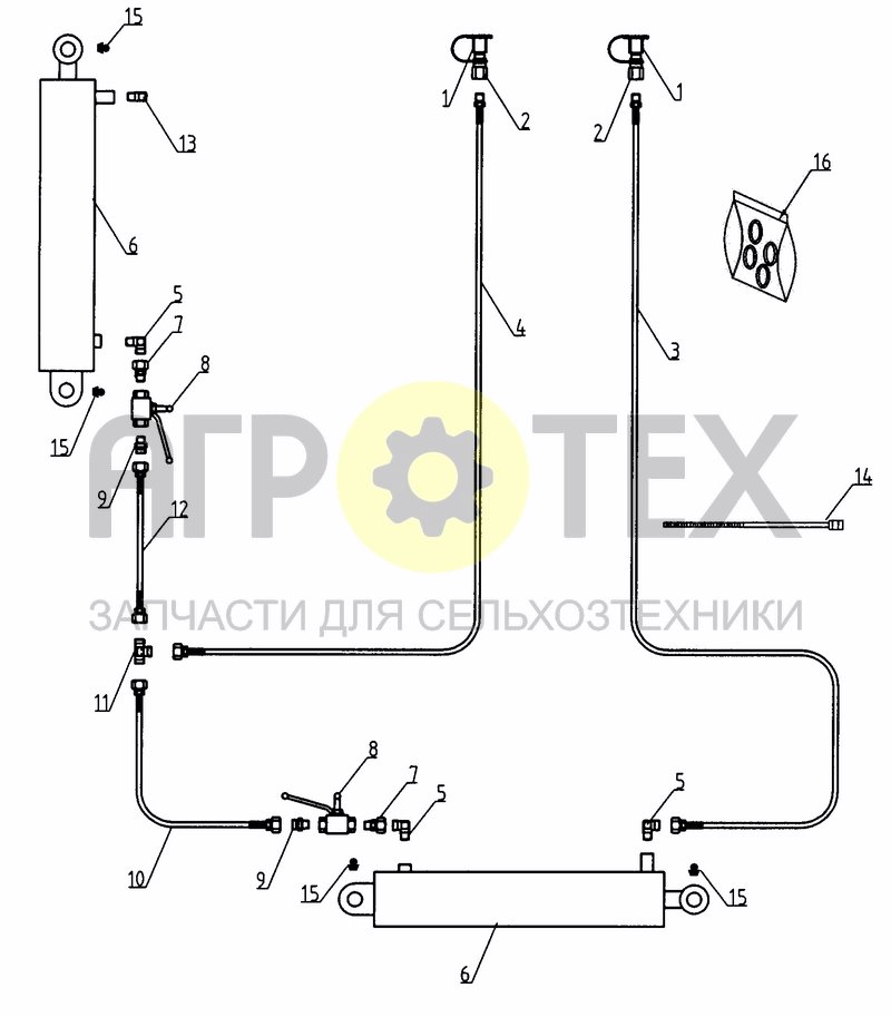 Чертеж HYDRAULIC EQUIPMENT FOR SEMI-MOUNTED KIT