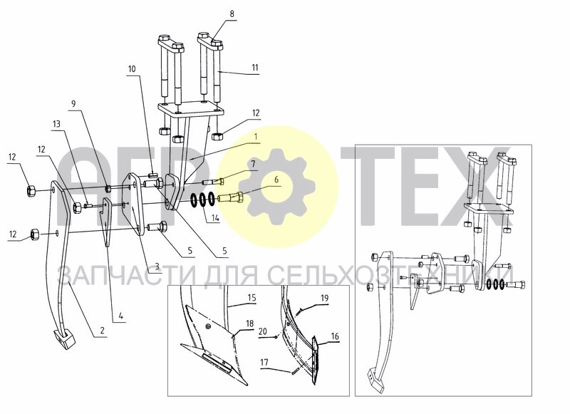 Чертеж BLADE FITTED ON THE LEFT SIDE + HOLDER