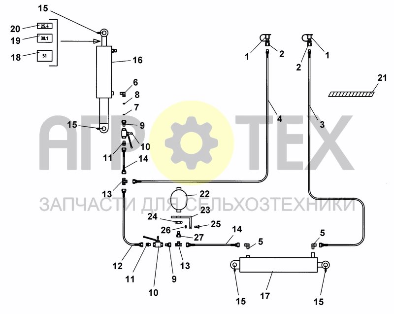 Чертеж HYDRAULIC EQUIPMENT FOR SEMI-MOUNTED KIT