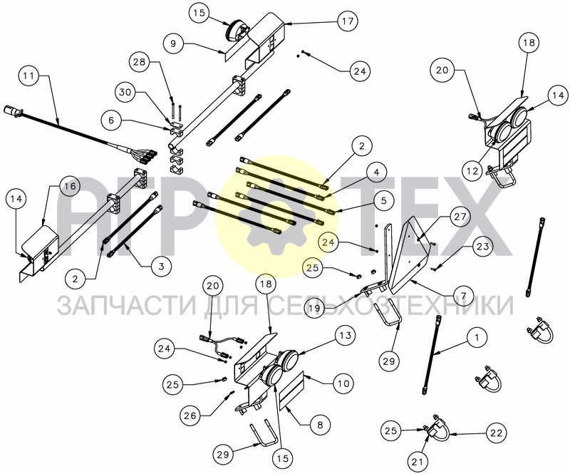 Чертеж LIGHTING KIT FOR RIGID FRAME - ANSI