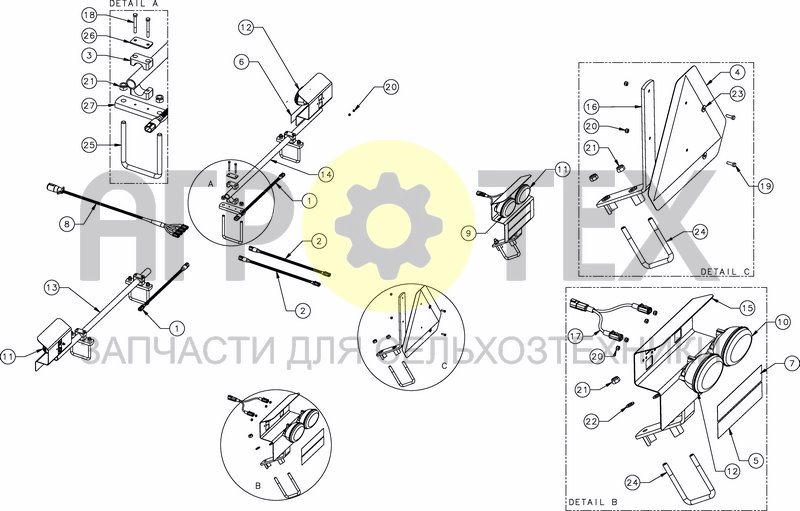 Чертеж LIGHTING KIT FOR RIGID FRAME - ANSI