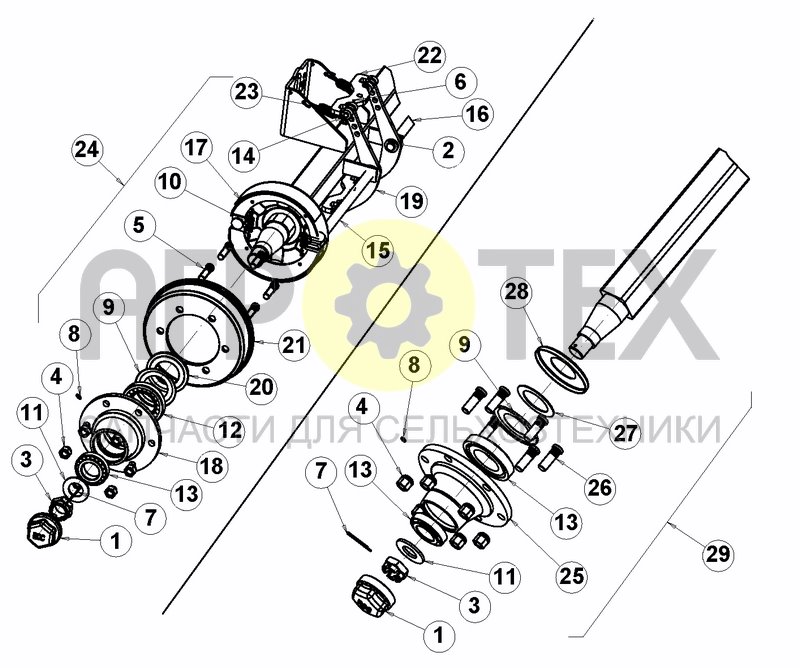 Чертеж BRAKE AND NO BRAKE AXLES