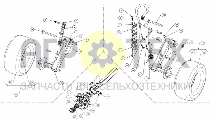 Чертеж FRONT WHEELS WITH HYDRAULIC SETTING