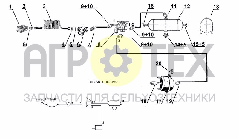 Чертеж PNEUMATIC CIRCUIT - 1 WAY