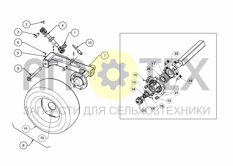 Чертеж DEPTH CONTROL WHEEL