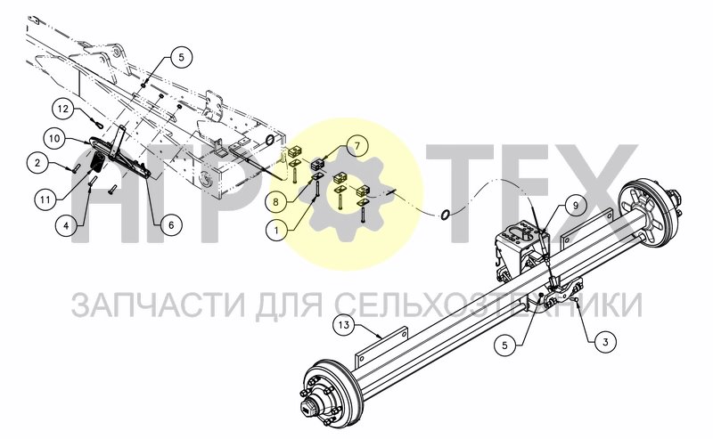 Чертеж AXLE WITH MECANICAL BRAKES EQUIP.