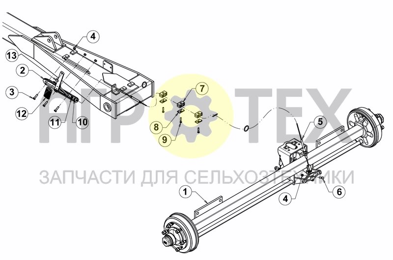 Чертеж AXLE WITH MECANICAL BRAKES EQUIP.