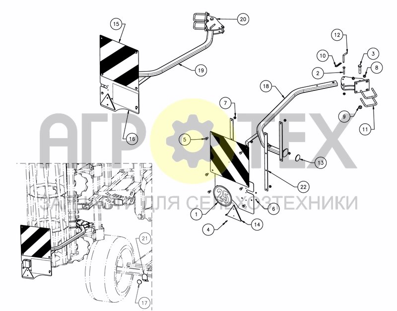 Чертеж TRAILED REAR SIGN FOR ROLLERS