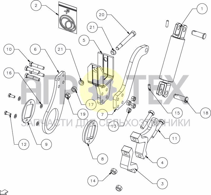 Чертеж EQUIPPED FCD BEARING + HYD. CYL. D70