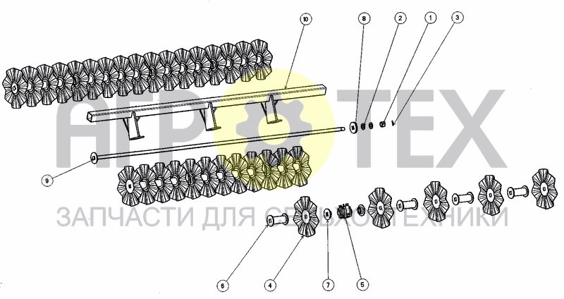 Чертеж DOUBLE WAVES DISCS ROLLER