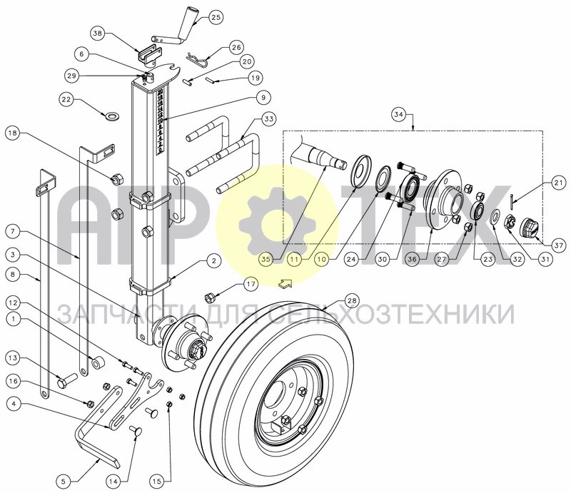 Чертеж DEPTH CONTROL WHEELS