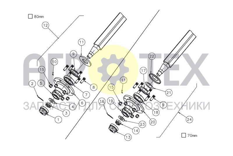 Чертеж NO BRAKE AXLES