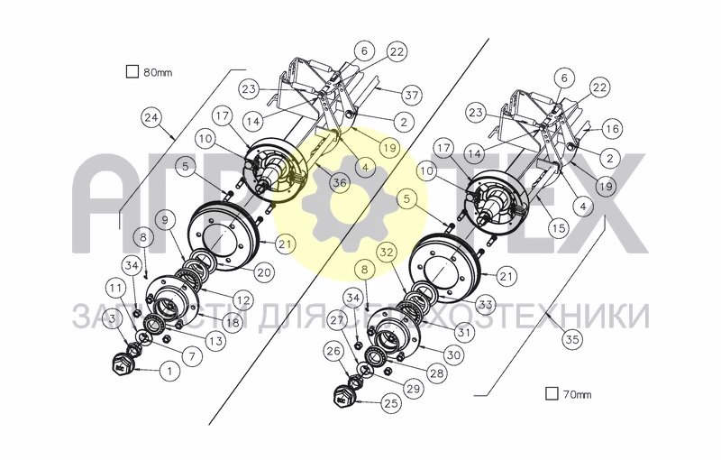 Чертеж BRAKE AXLE 25KM/H