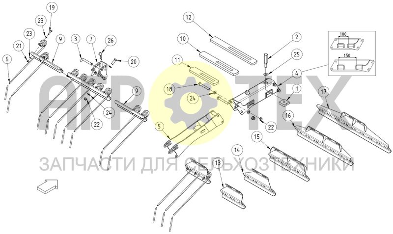 Чертеж FINGER HARROW ELEMENT