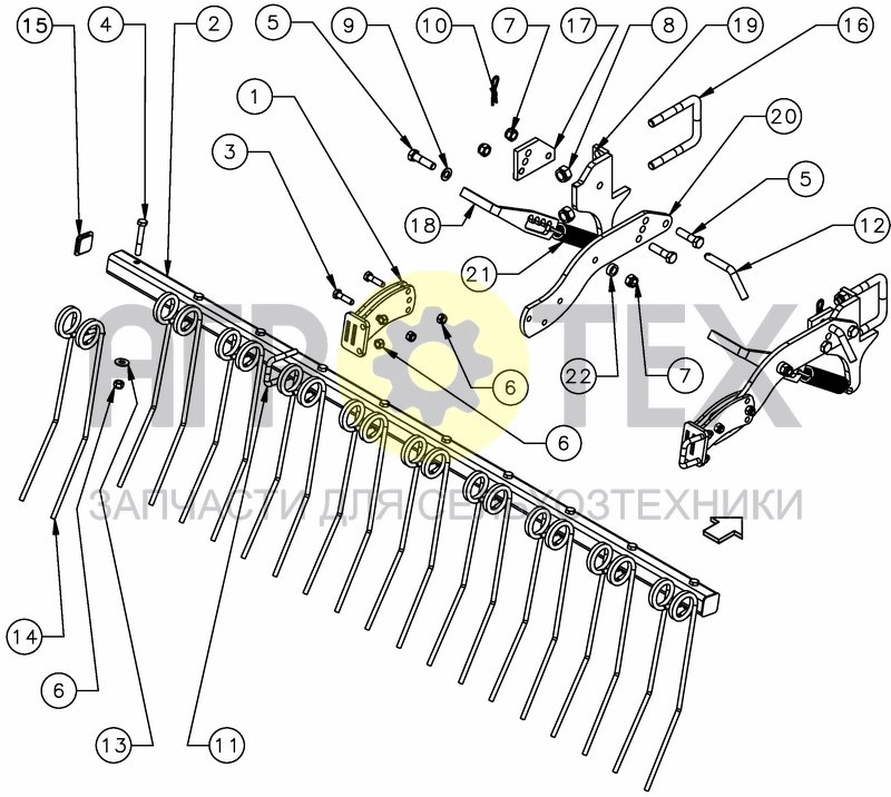 Чертеж FINGER HARROW FOR S TINE HARROW