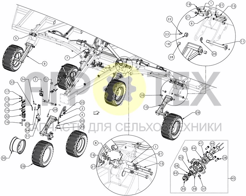 Чертеж FRONT WHEELS WITH HYDRAULIC SETTING