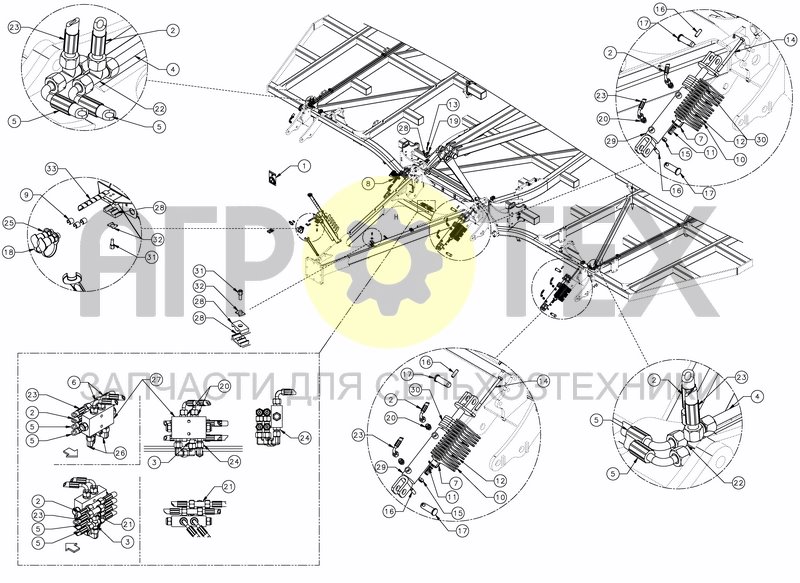 Чертеж HYDRAULIC DEPTH CONTROL - FRONT