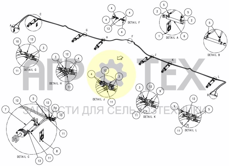 Чертеж HYDRAULIC DISCS ROW AND DEFLECTORS