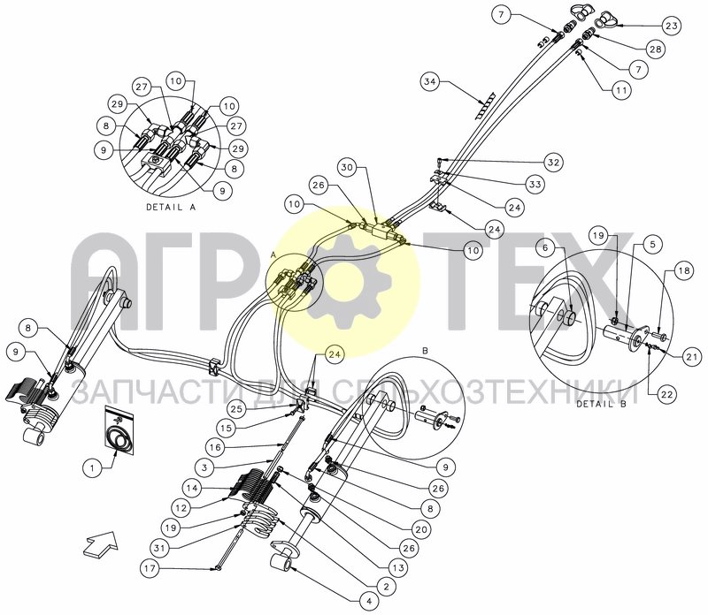 Чертеж HYDRAULIC DEPTH CONTROL - FOLD