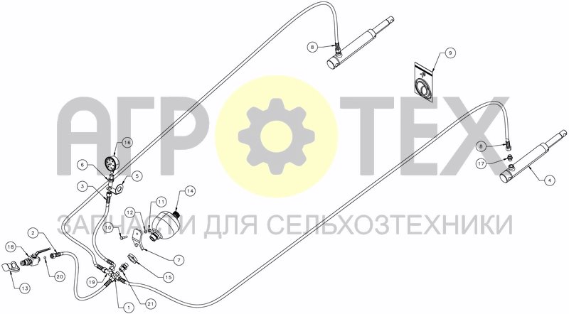 Чертеж HYDRAULIC SUSPENSION KIT FOR TRIPLE FINGER - RIGID