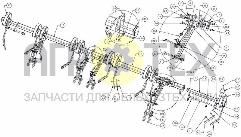 Чертеж LEVELLING TINES - FOLD