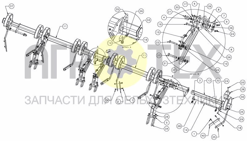 Чертеж LEVELLING TINES - FOLD