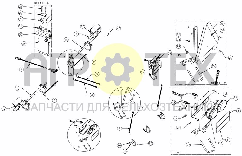 Чертеж LIGHTING KIT FOR RIGID FRAME - ANSI