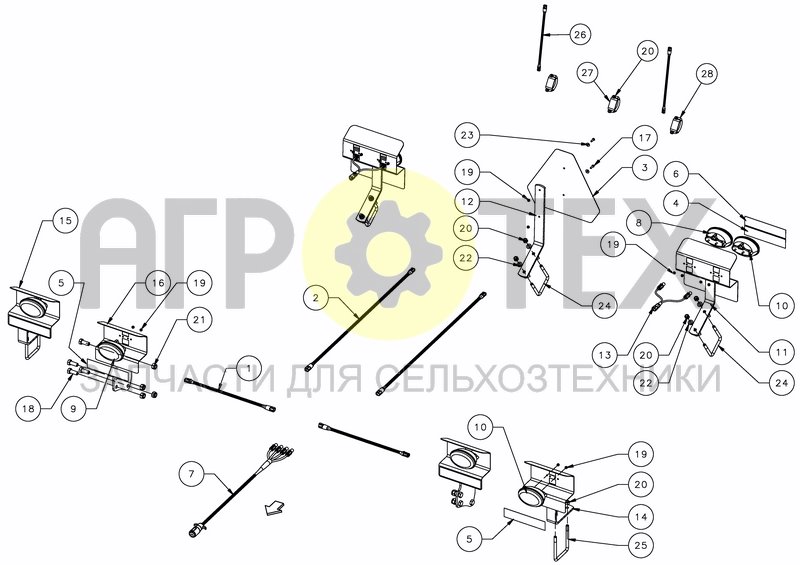 Чертеж LIGHTING KIT FOR RIGID FRAME WITH ROLLER - NA