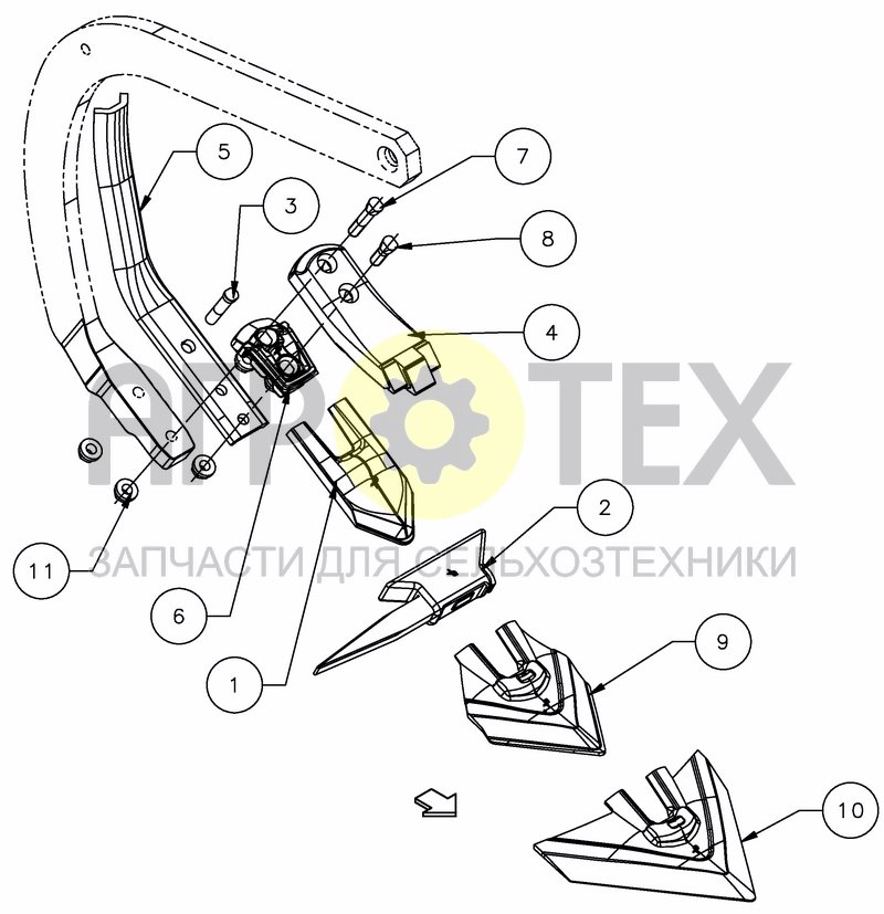 Чертеж TRIFLEX TINE - KNOCK-ON AND CARBIDE POINT