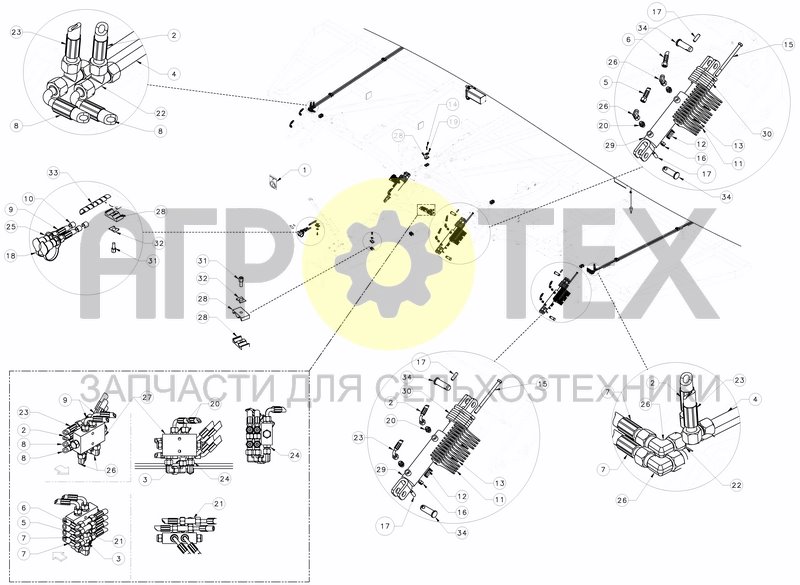 Чертеж HYDRAULIC DEPTH CONTROL - FRONT