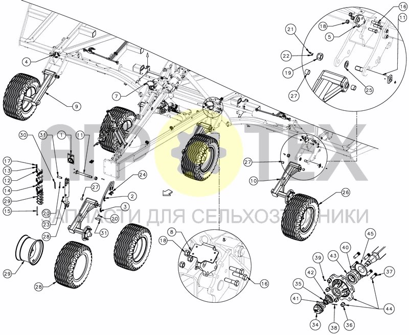 Чертеж FRONT WHEELS WITH HYDRAULIC SETTING