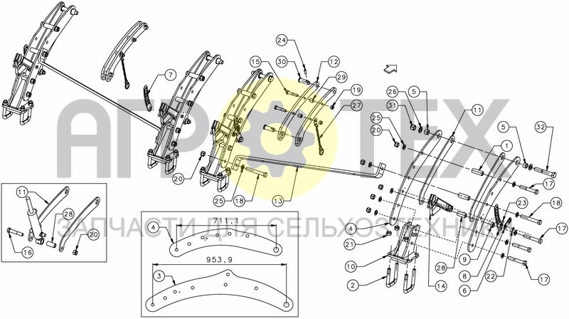 Чертеж ROLLER ARMS - FOLD - MECHANICAL ADJ.