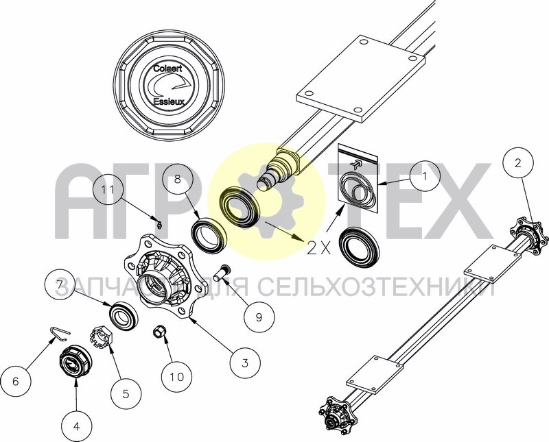 Чертеж NO BRAKE AXLES