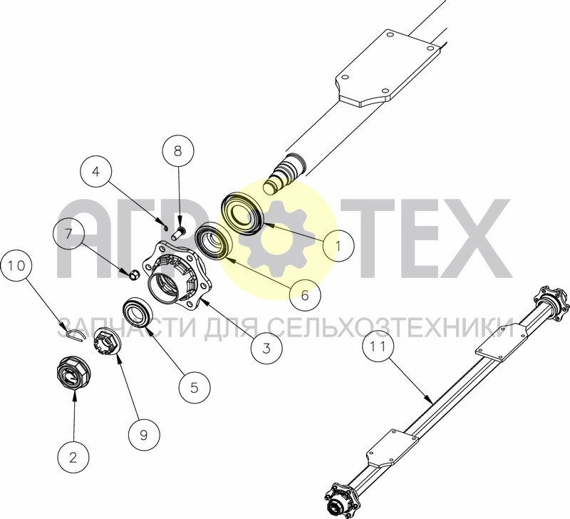 Чертеж NO BRAKE AXLE WITH LARGE GAUGE