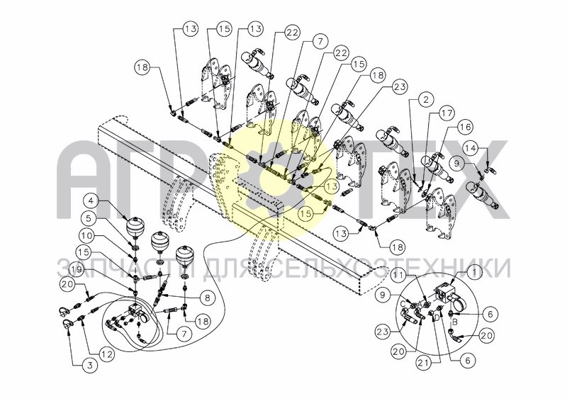 Чертеж 3M NON STOP HYDRAULIC SYSTEM 6 ROWS