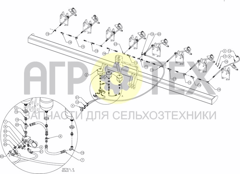 Чертеж 6M NON STOP HYDRAULIC SYSTEM 8 ROWS