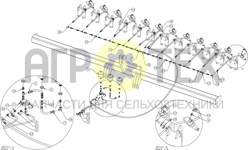 Чертеж 6M NON STOP HYDRAULIC SYSTEM 12 ROWS