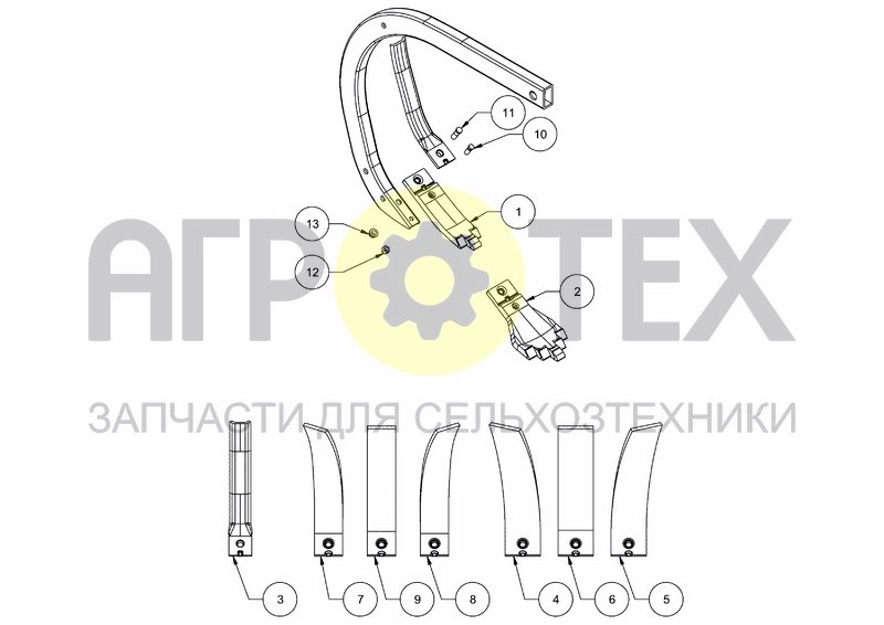 SHEAR BOLT TINE - CARBIDE SHARES OPTIONS (№13 на схеме)