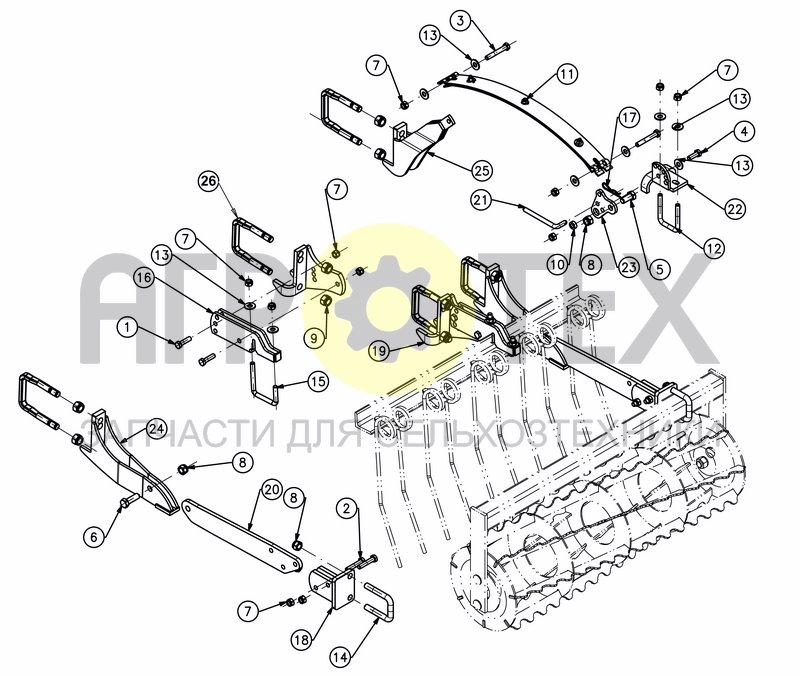 Чертеж FINGER HARROW + SINGLE CRUMBLER ROLLER