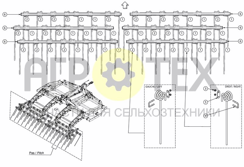 Чертеж TRIPLE FINGER HARROW FOR 4M50 - FOLD