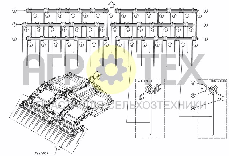 Чертеж TRIPLE FINGER HARROW FOR 4M - FOLD