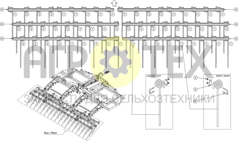 Чертеж TRIPLE FINGER HARROW FOR 5M - FOLD