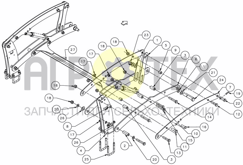 Чертеж TRIPLE FINGER HARROW PARALLELOGRAM - FOLD