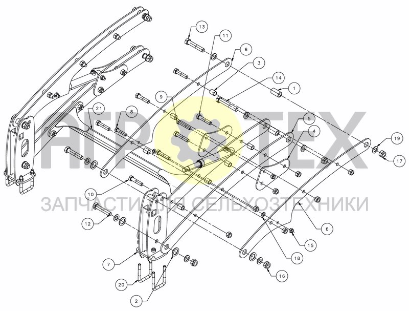 Чертеж TRIPLE FINGER HARROW PARALLELOGRAM - FOLD