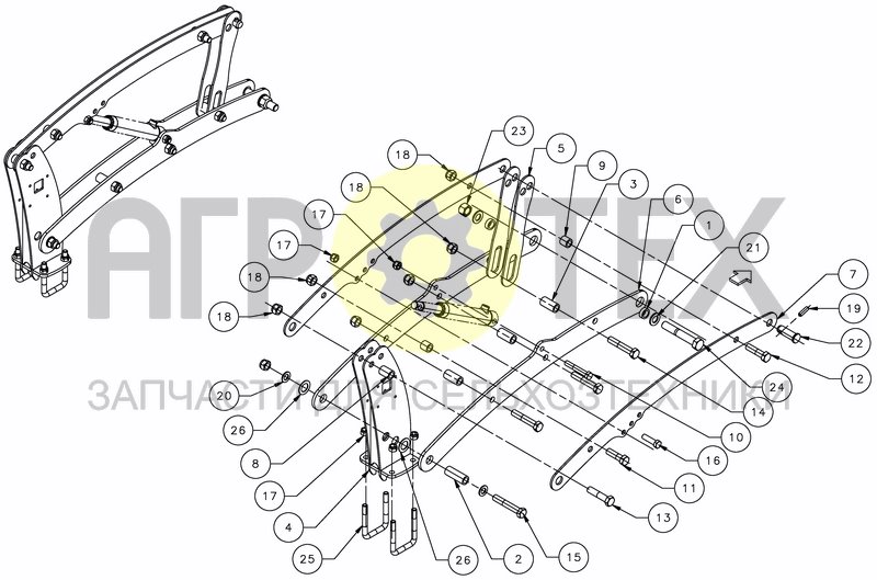 Чертеж TRIPLE FINGER HARROW PARALLELOGRAM - RIGID