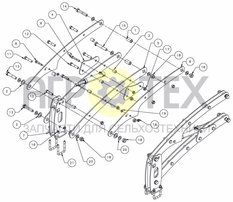 Чертеж TRIPLE FINGER HARROW PARALLELOGRAM - RIGID