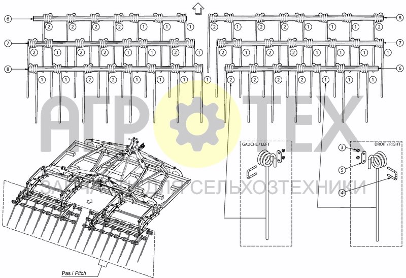 Чертеж TRIPLE FINGER HARROW FOR 4M