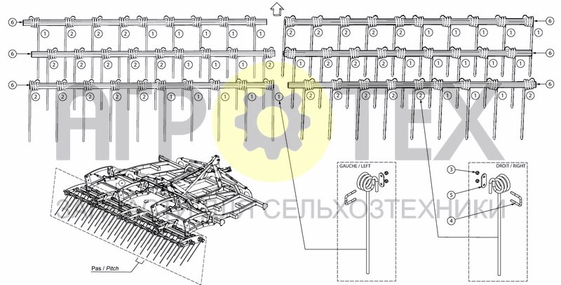 Чертеж TRIPLE FINGER HARROW FOR 5M - FOLD